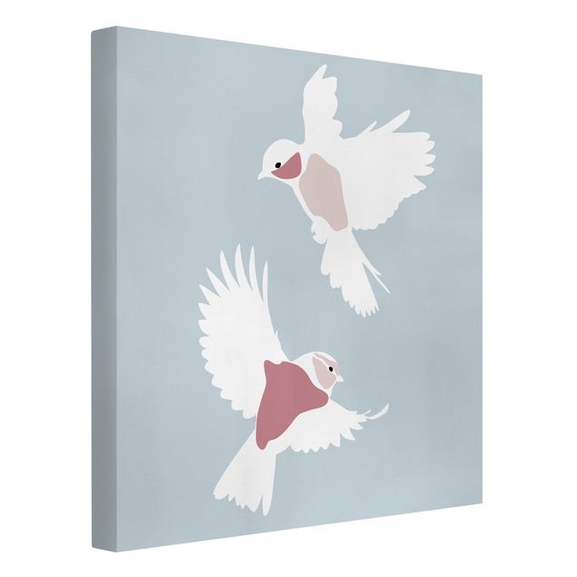 Billeder på lærred kunsttryk Line Art Pigeons Pastel