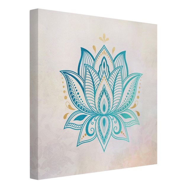 Billeder mandalas Lotus Illustration Mandala Gold Blue