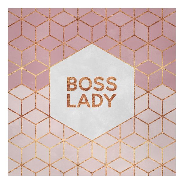 Billeder på lærred ordsprog Boss Lady Hexagons Pink