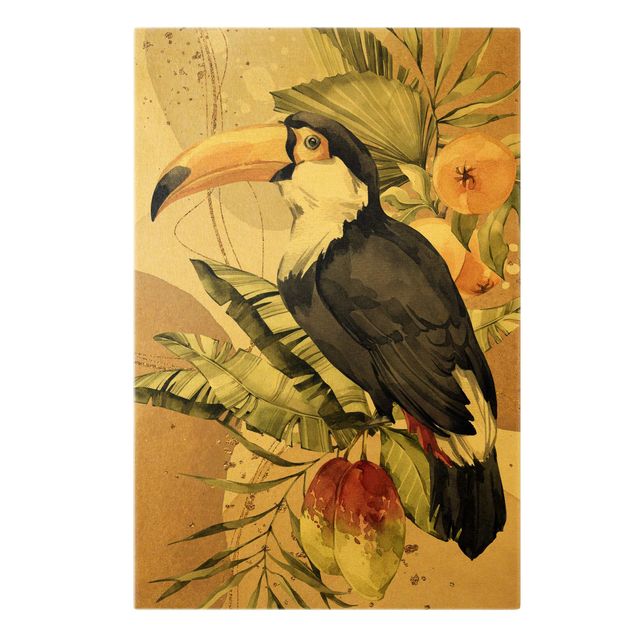 Billeder på lærred guld Tropical Birds - Toucan