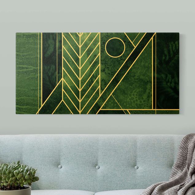 Billeder på lærred mønstre Golden Geometry - Emerald