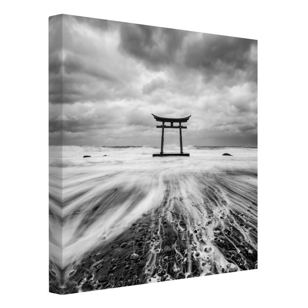 Billeder på lærred arkitektur og skyline Japanese Torii In The Ocean
