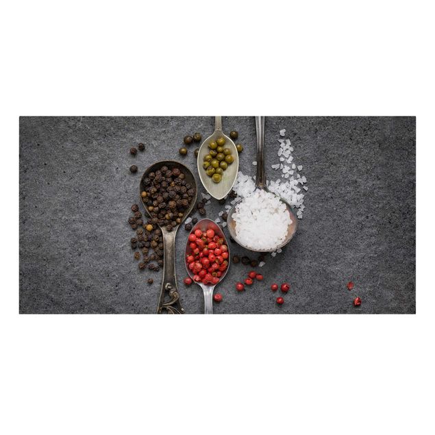 Billeder på lærred krydderier og urter Spices On Vintage Spoons