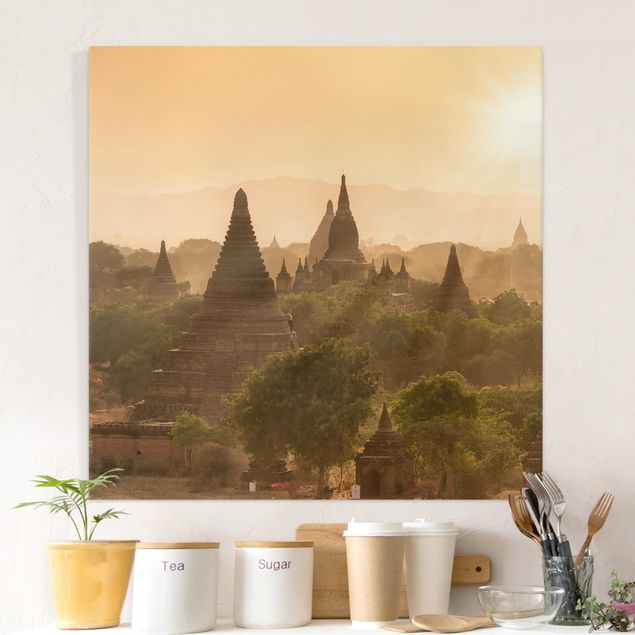 Billeder Asien Sun Setting Over Bagan