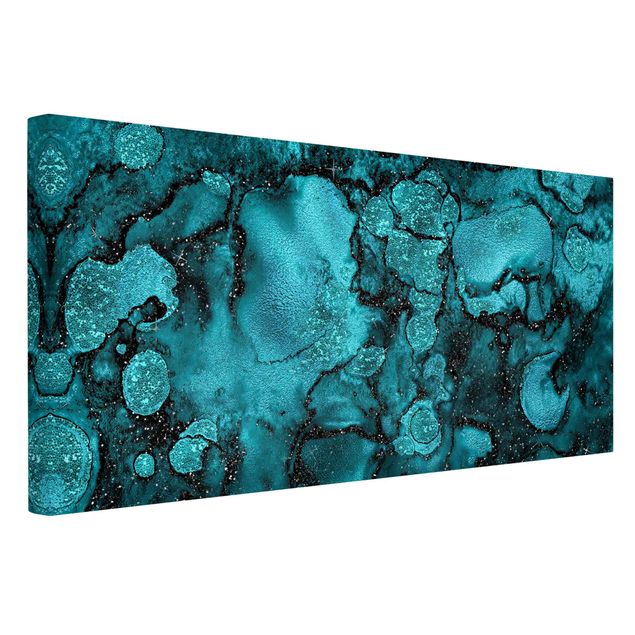 Billeder på lærred abstrakt Turquoise Drop With Glitter