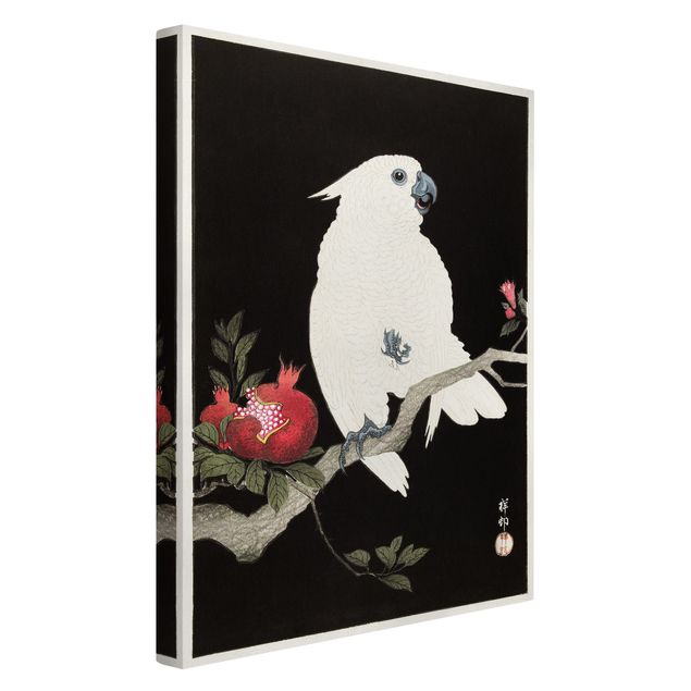 Billeder på lærred sort og hvid Asian Vintage Illustration White Cockatoo