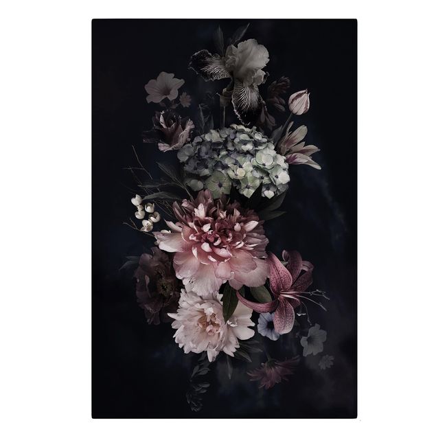 Billeder blomster Flowers With Fog On Black