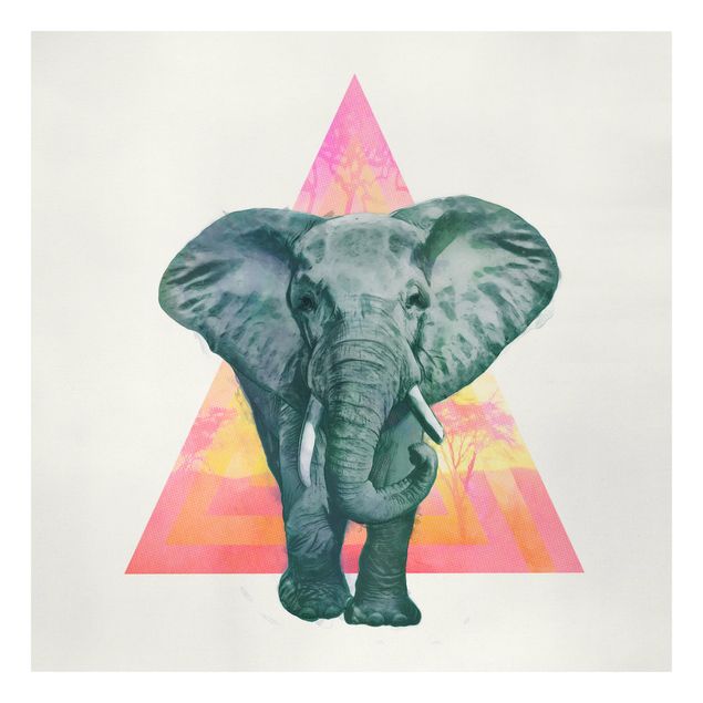 Billeder på lærred kunsttryk Illustration Elephant Front Triangle Painting