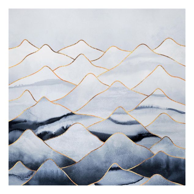 Billeder landskaber Watercolour Mountains White Gold