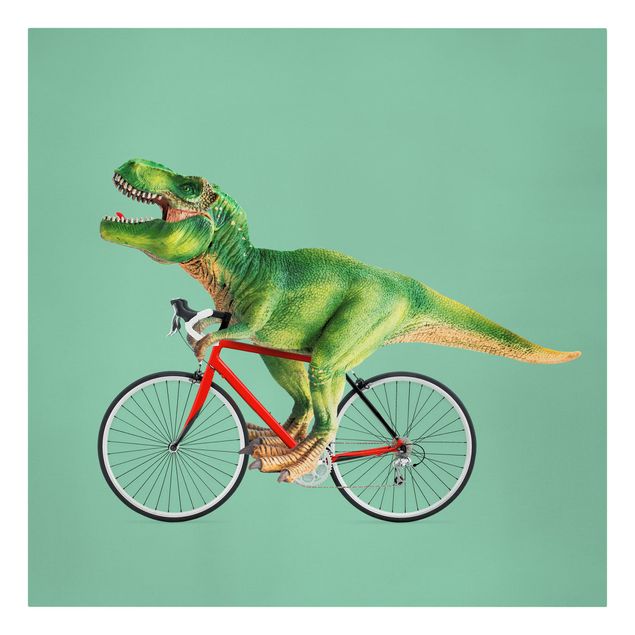 Billeder på lærred dyr Dinosaur With Bicycle