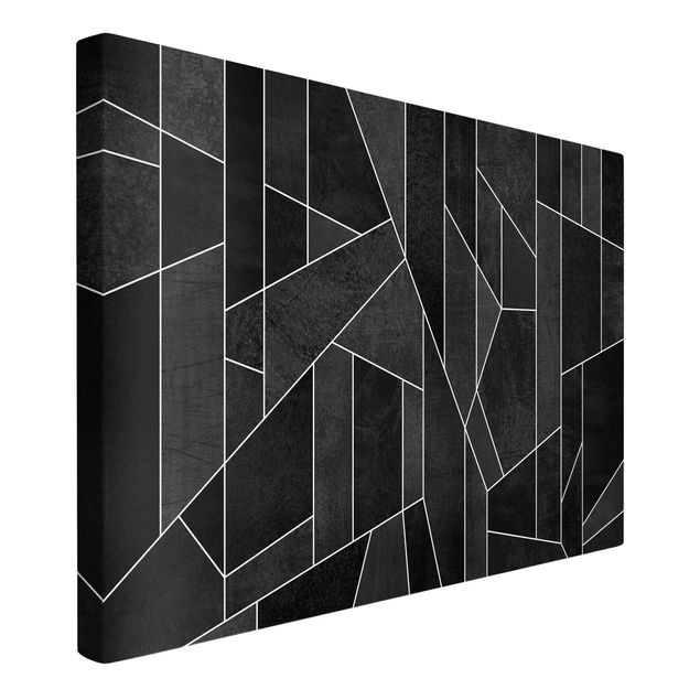 Billeder på lærred mønstre Black And White Geometric Watercolour