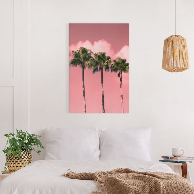 Billeder på lærred blomster Palm Trees Against Sky Pink