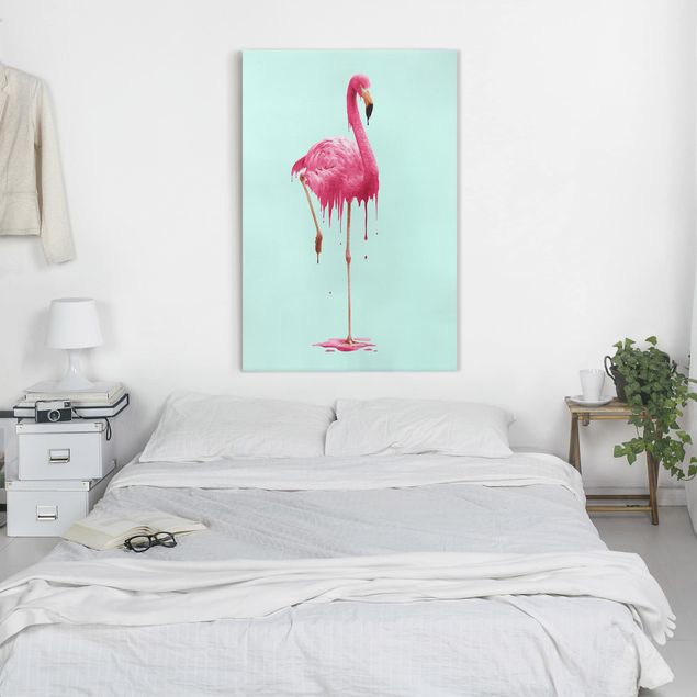 Billeder på lærred kunsttryk Melting Flamingo