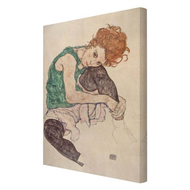 Billeder portræt Egon Schiele - Sitting Woman With A Knee Up