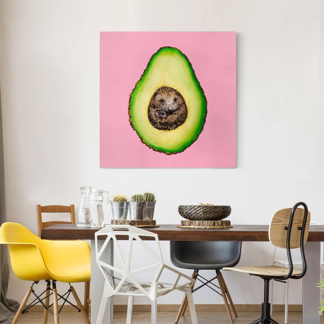 Billeder på lærred kunsttryk Avocado With Hedgehog
