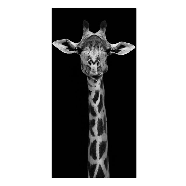 Billeder på lærred dyr Dark Giraffe Portrait