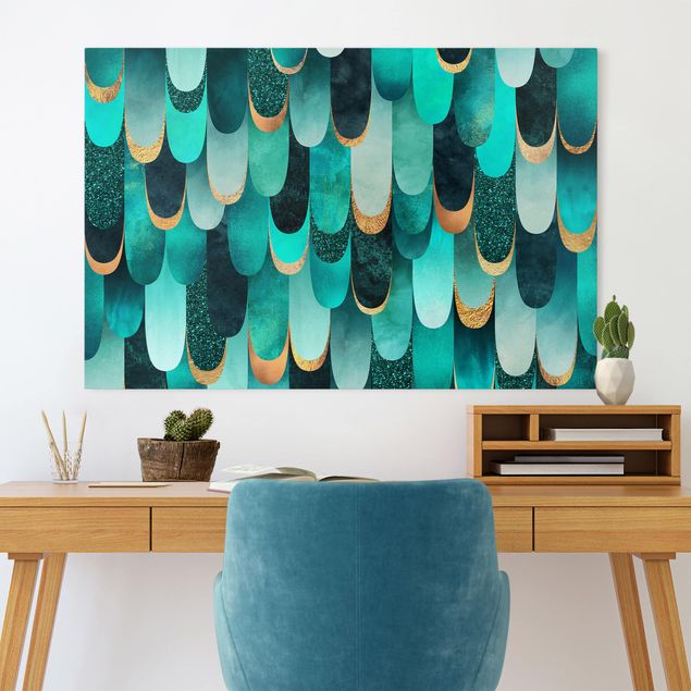 Billeder Feathers Gold Turquoise