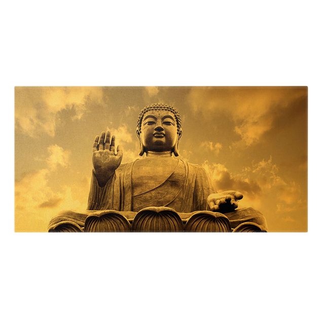 Billeder på lærred guld Big Buddha Sepia