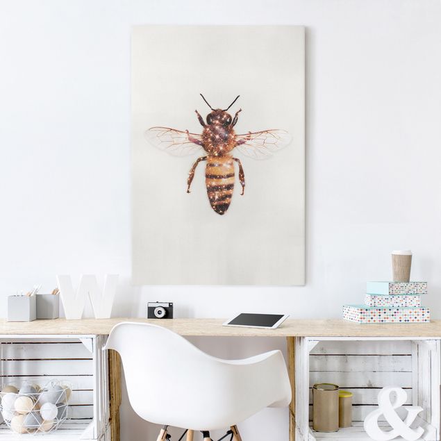 Billeder på lærred kunsttryk Bee With Glitter