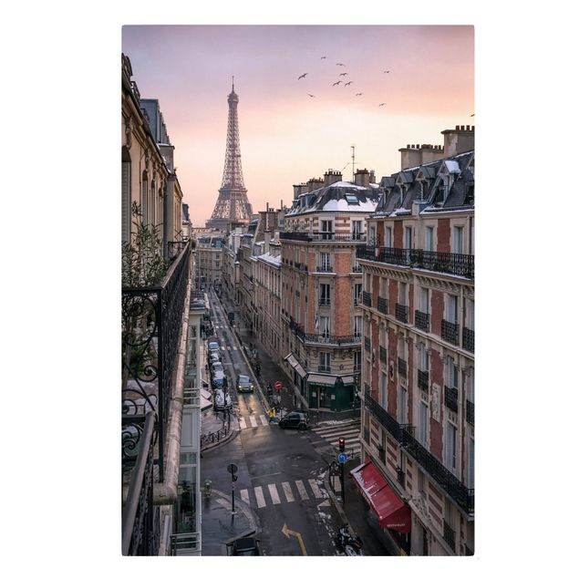 Billeder på lærred arkitektur og skyline The Eiffel Tower In The Setting Sun