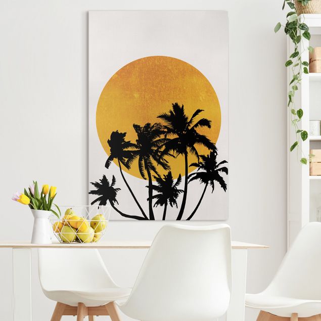 køkken dekorationer Palm Trees In Front Of Golden Sun