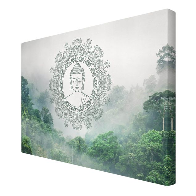 Billeder på lærred arkitektur og skyline Buddha Mandala In Fog