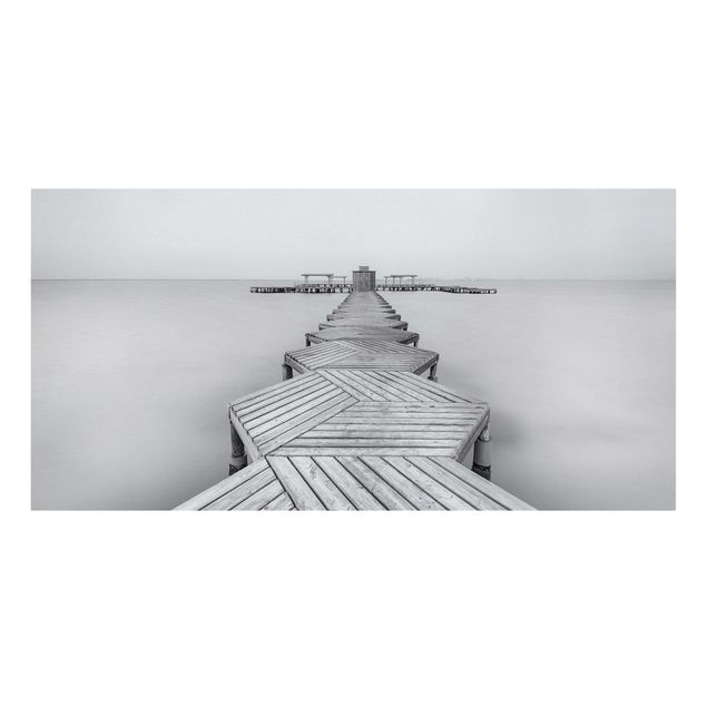 Billeder på lærred landskaber Wooden Pier In Black And White