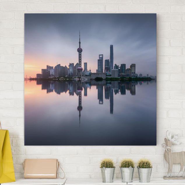 Billeder på lærred Asien Shanghai Skyline Morning Mood