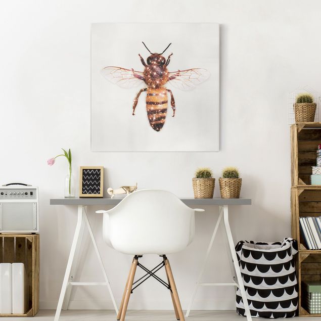 Billeder på lærred kunsttryk Bee With Glitter