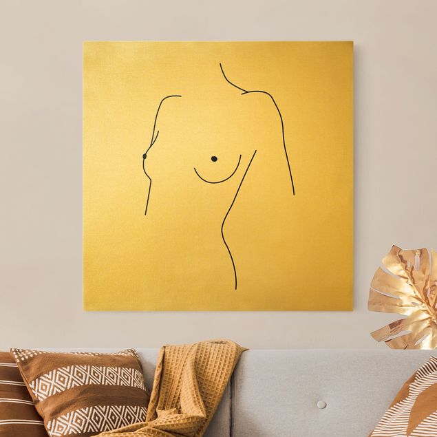Kunst stilarter Line Art Nude Bust Woman Black And White