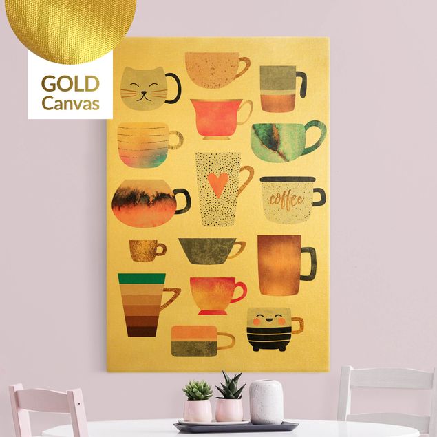 køkken dekorationer Colourful Mugs With Gold