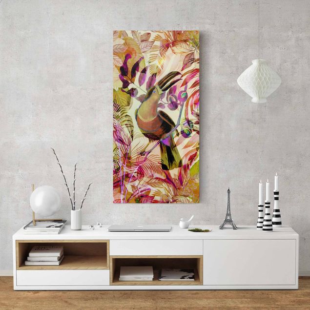 Billeder på lærred blomster Colourful Collage - Toucan