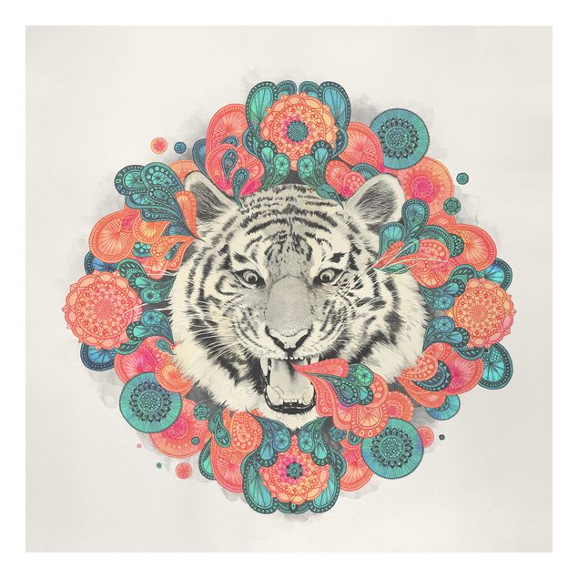 Billeder på lærred kunsttryk Illustration Tiger Drawing Mandala Paisley