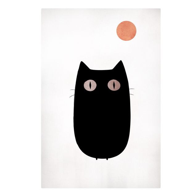 Billeder på lærred kunsttryk Black Cat Illustration