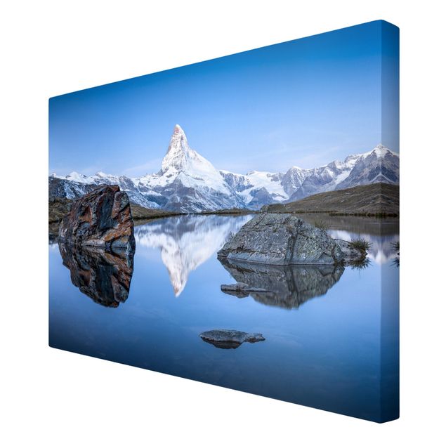 Billeder på lærred arkitektur og skyline Stellisee Lake In Front Of The Matterhorn