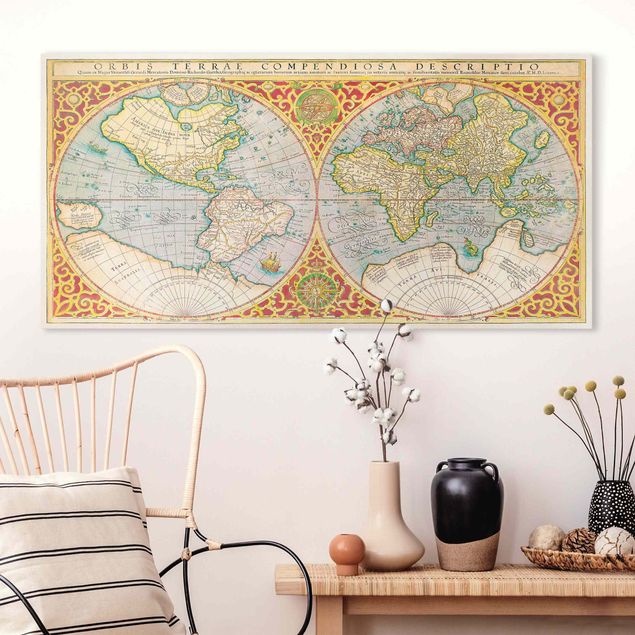 køkken dekorationer Historic World Map Orbis Descriptio Terrare Compendiosa