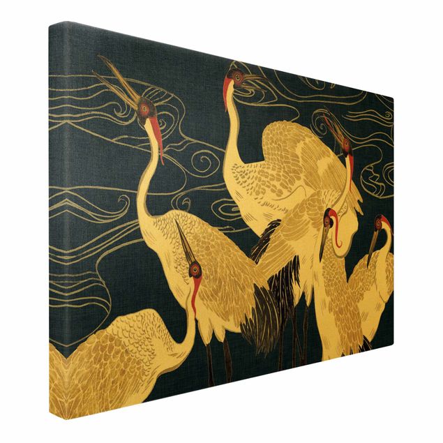 Billeder på lærred guld Crane With Golden Feathers II