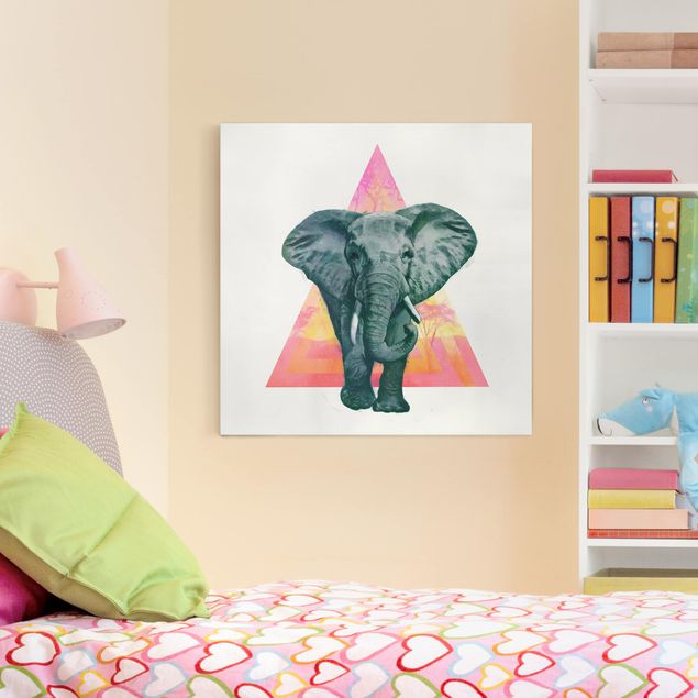 Billeder på lærred elefanter Illustration Elephant Front Triangle Painting