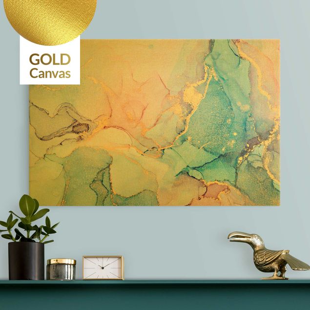 køkken dekorationer Watercolour Pastel Colourful With Gold