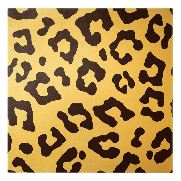 Billeder på lærred guld Leopard Print