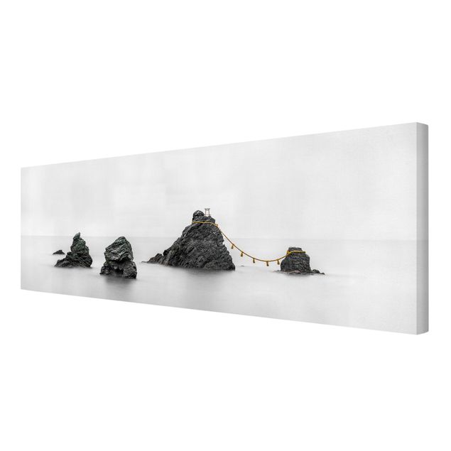 Billeder på lærred sort og hvid Meoto Iwa -  The Married Couple Rocks