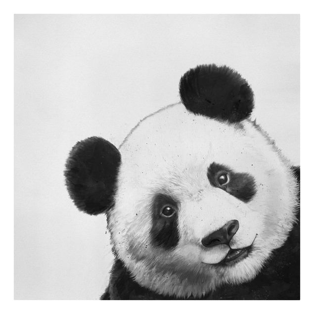 Billeder på lærred kunsttryk Illustration Panda Black And White Drawing
