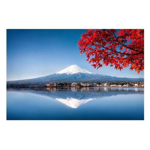Billeder på lærred arkitektur og skyline Mt. Fuji In The Fall