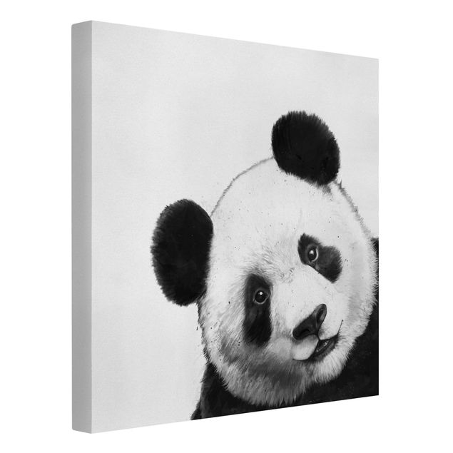 Billeder på lærred sort og hvid Illustration Panda Black And White Drawing