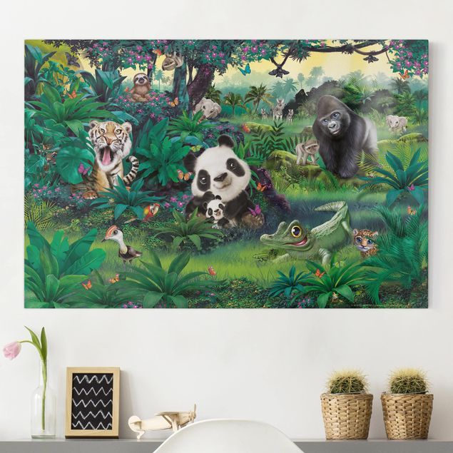 Billeder på lærred aber Jungle With Animals