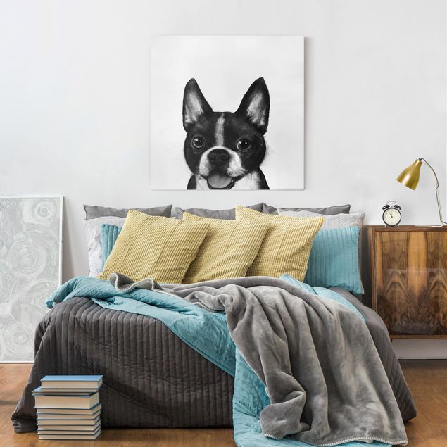 Billeder hunde Illustration Dog Boston Black And White Painting