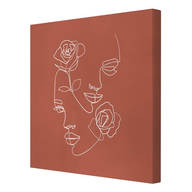 Billeder blomster Line Art Faces Women Roses Copper