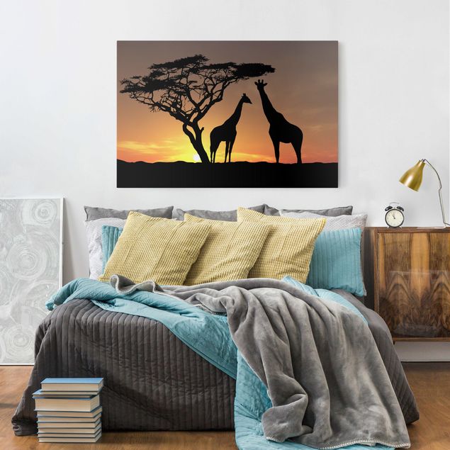 Billeder på lærred giraffer African Sunset