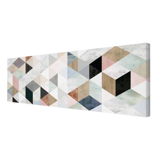 Lærredsbilleder Watercolour Mosaic With Triangles I