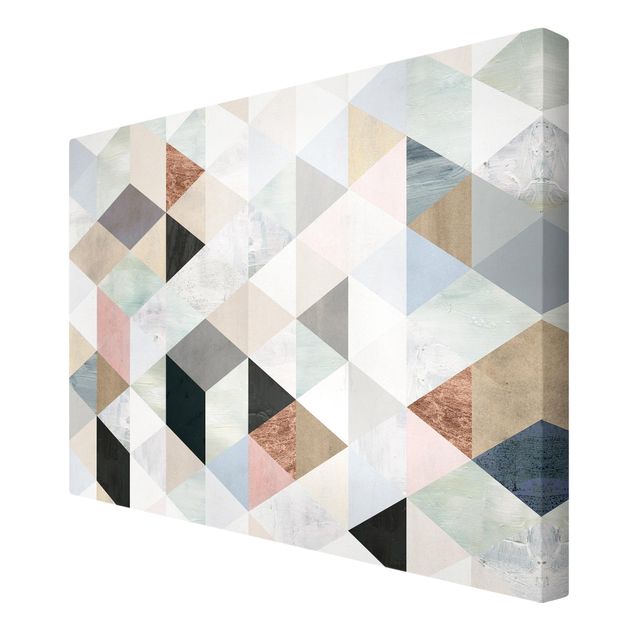 Billeder på lærred Watercolour Mosaic With Triangles I